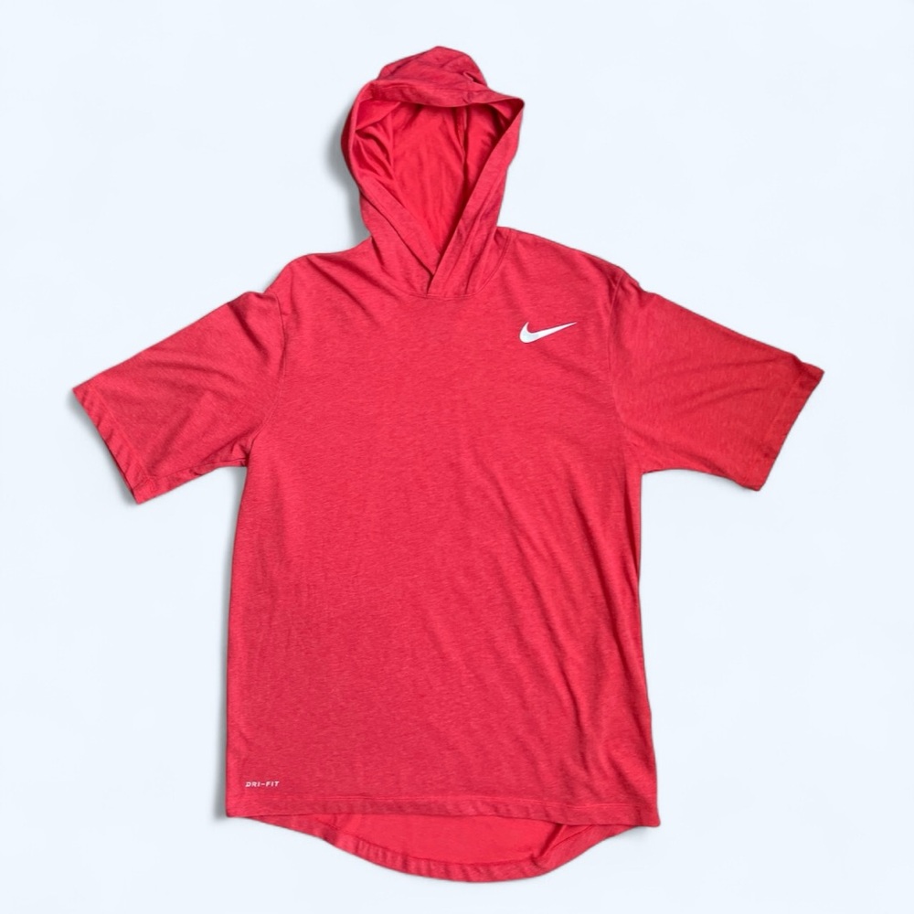 Nike Men’s Terry Red Short Sleeve Hoodie Hooded T-shirt Medium